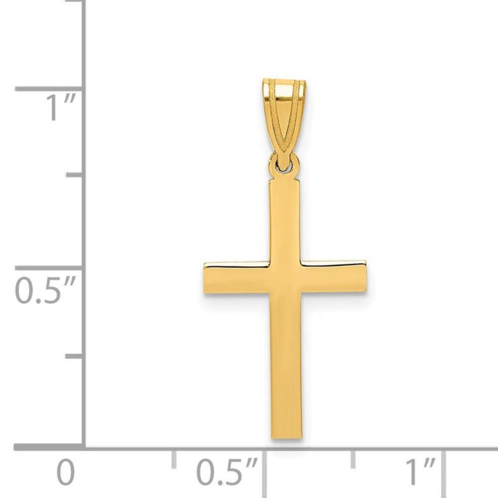 14k Yellow Gold Polished Latin Cross Pendant - Picture 3 of 4